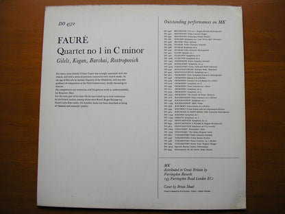 FAURE: QUARTET No. 1      ROSTROPOVICH / KOGAN / GILELS / BARSHAI      DO 4572