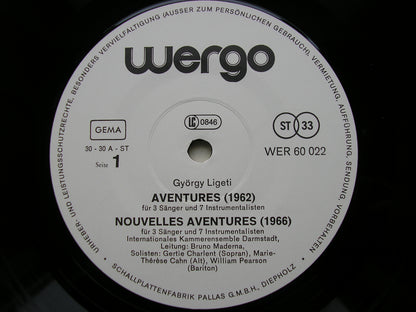 LIGETI: AVENTURES / ATMOSPHERES / VOLUMINA     SOLOISTS / WELIN / BADEN-BADEN SYMPHONY / BOUR     WER 60022