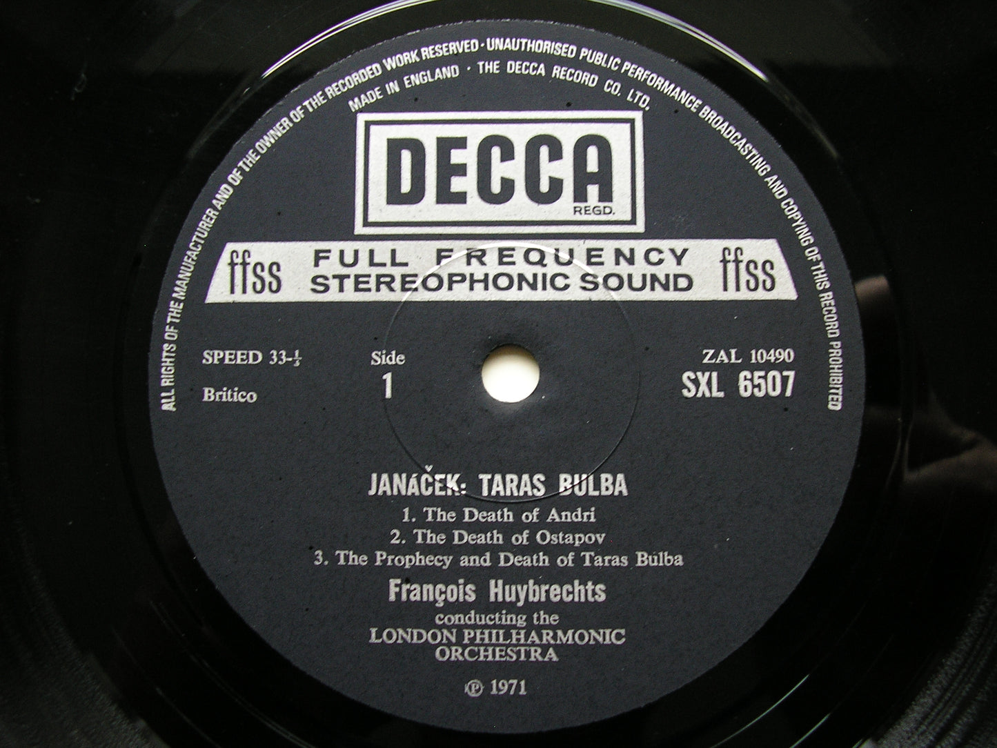 JANACEK: TARAS BULBA  / LACHIAN DANCES     HUYBRECHTS / LONDON PHILHARMONIC     SXL 6507