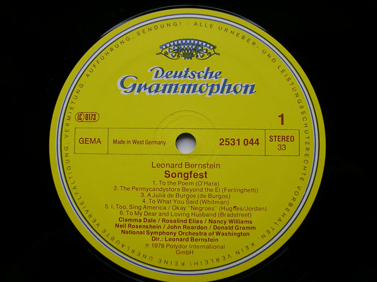BERNSTEIN: SONGFEST    SOLOISTS / NATIONAL SYMPHONY OF WASHINGTON / BERNSTEIN    2531 044