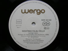 LIGETI / PENDERECKI / ZIMMERMANN / WEBERN: WORKS FOR CELLO      SIEGRIED PALM       WER 60036