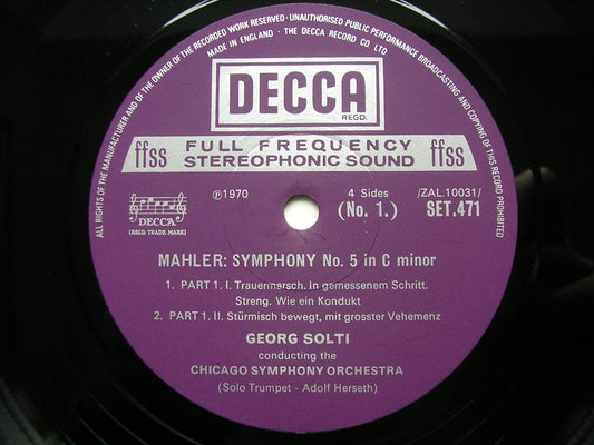 MAHLER: SYMPHONY No. 5 / DES KNABEN WUNDERHORN    MINTON / CHICAGO SYMPHONY / GEORG SOLTI     SET 471 / 2