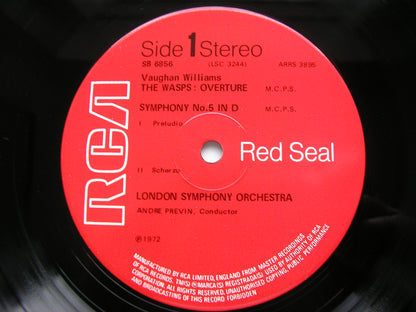 VAUGHAN WILLIAMS: SYMPHONY No. 5 / OVERTURE The Wasps    PREVIN / LONDON SYMPHONY ORCHESTRA      SB 6856