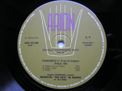 BACH, WILHELM FRIEDEMANN: HARPSICHORD CONCERTOS Nos. 4 & 5      HAUDEBOURG / MUNICH PRO ARTE ORCHESTRA / REDEL     ARN 38 349
