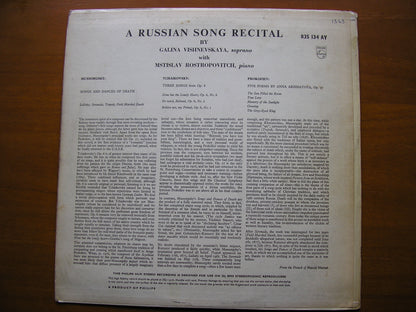 A RUSSIAN SONG RECITAL: TCHAIKOVSKY / MUSORGSKY / PROKOFIEV     VISHNEVSKAYA / ROSTROPOVICH     835 134 AY