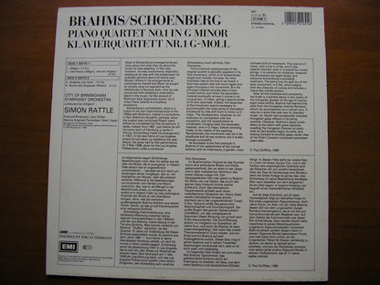 BRAHMS / SCHOENBERG: PIANO QUARTET No. 1     ORCHESTRAL ARRANGEMENT (1937)    RATTLE / CBSO     27 0169