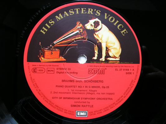 BRAHMS / SCHOENBERG: PIANO QUARTET No. 1     ORCHESTRAL ARRANGEMENT (1937)    RATTLE / CBSO     27 0169