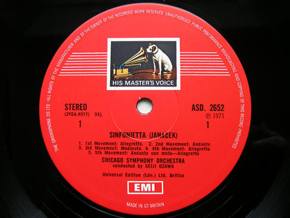 JANACEK: SINFONIETTA / LUTOSLAWSKI: CONCERTO FOR ORCHESTRA    OZAWA / CHICAGO SYMPHONY     ASD 2652