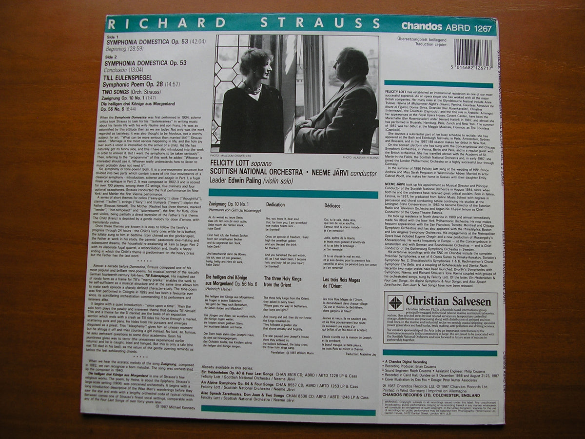 STRAUSS: SINFONIA DOMESTICA / TILLEULENSPIEGEL / TWO SONGS      LOTT / SCOTTISH NATIONAL ORCHESTRA / JARVI      ABRD 1267