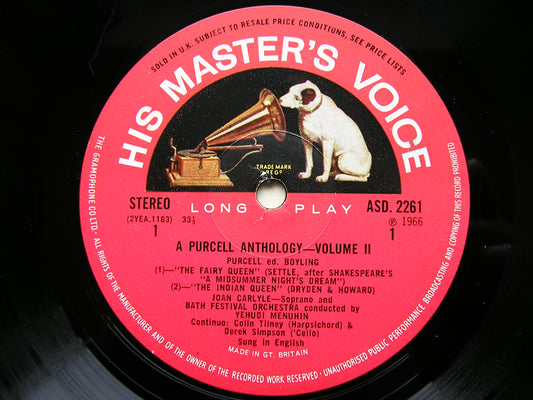 PURCELL: MUSIC FOR THE THEATRE      CARLYLE / BATH FESTIVAL ORCHESTRA / MENUHIN    ASD 2261