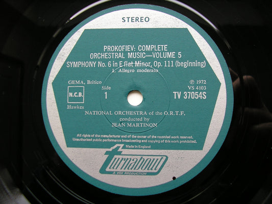 PROKOFIEV: SYMPHONY No. 6       MARTINON / FRENCH NATIONAL RADIO ORCHESTRA    TV 37054 S
