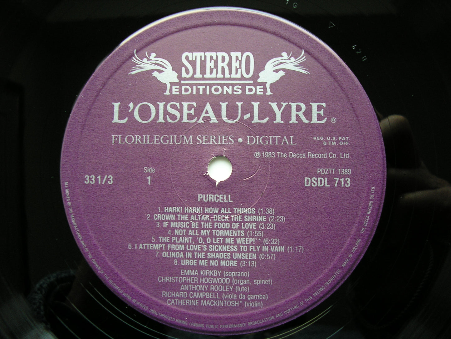 PURCELL: SONGS & AIRS      KIRKBY / ROOLEY / HOGWOOD      DSDL 713