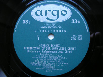 SCHUTZ: THE RESURRECTION      SOLOISTS /HEINRICH SCHUTZ CHOIR / NORRINGTON      ZRG 639