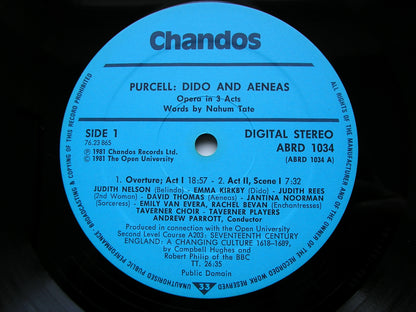 PURCELL: DIDO & AENEAS (1689)   KIRKBY /NELSON / THOMAS / TAVERNER PLAYERS / PARROTT    ABRD  1034    ABRD 1034