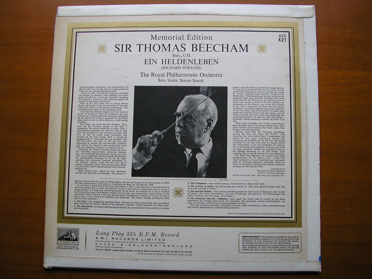 STRAUSS: EIN HELDENLEBEN     BEECHAM / ROYAL PHILHARMONIC     ASD 421