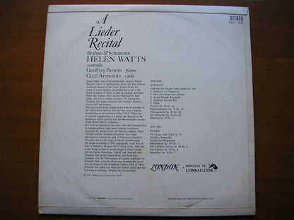A LIEDER RECITAL: BRAHMS & SCHUMANN      HELEN WATTS / GEOFFREY PARSONS / CECIL ARONOWITZ      SOL 268