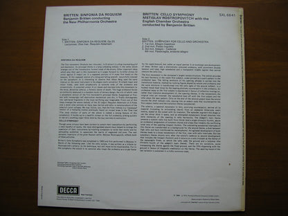 BRITTEN: CELLO SYMPHONY Op. 68 / SINFONIA DA REQUIEM     ROSTROPOVICH / ECO / NPO / BRITTEN    SXL 6641