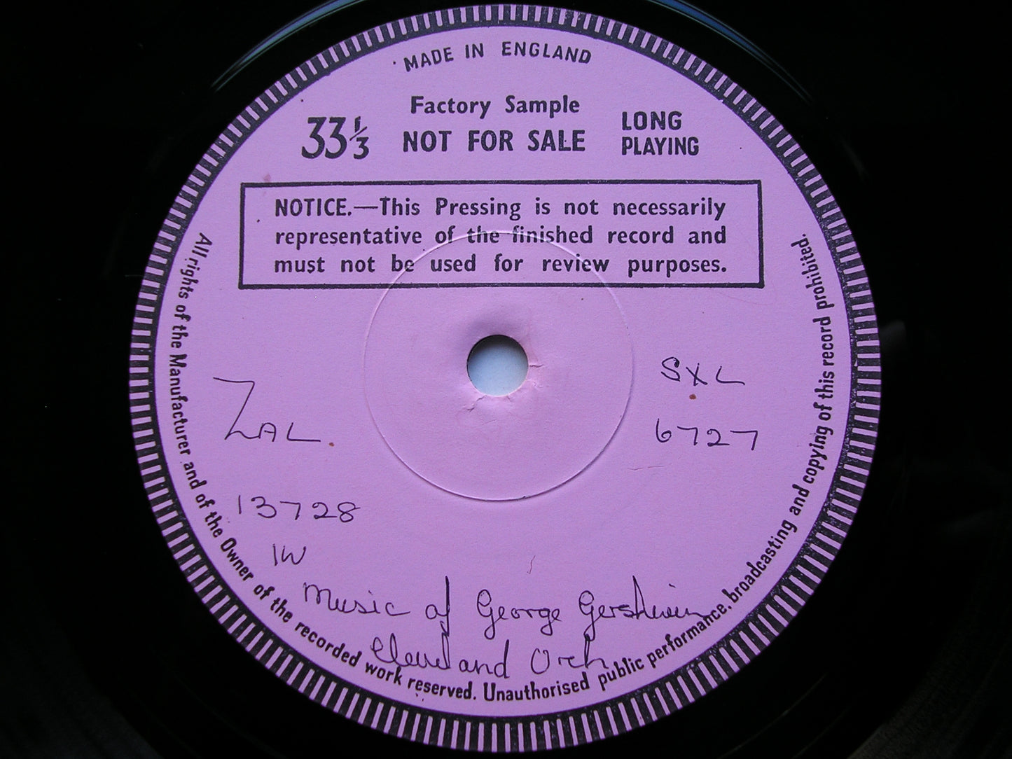 GERSHWIN: CUBAN OVERTURE / RHAPSODY IN BLUE / AN AMERICAN IN PARIS    DAVIS / CLEVELAND ORCHESTRA / MAAZEL    test pressing     SXL 6727