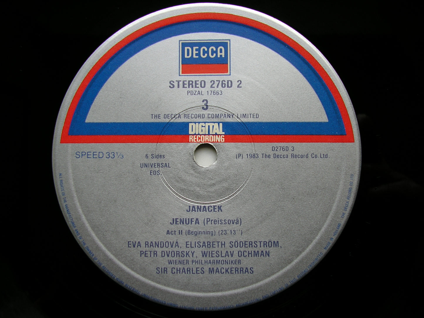 JANACEK: JENUFA    SODERSTROM / OCHMAN / DVORSKY / POPP / VIENNA PHILHARMONIC / MACKERRAS    3LP     D276D3