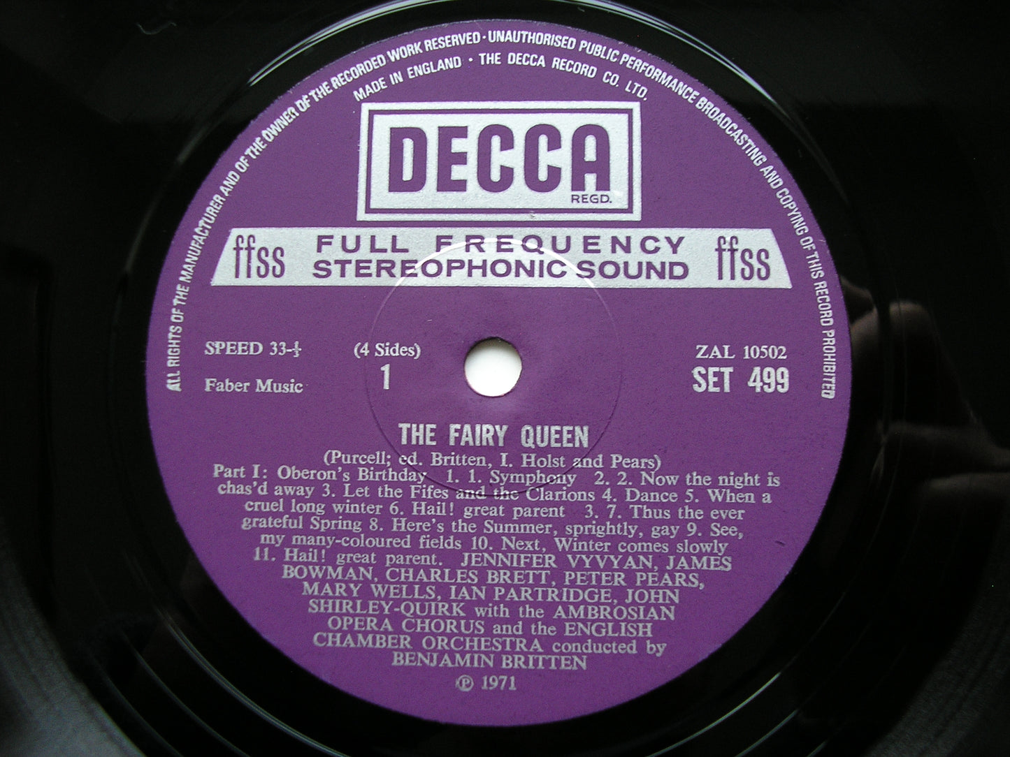 PURCELL: THE FAIRY QUEEN (1692)     SOLOISTS / AMBROSIAN OPERA CHORUS / ENGLISH CHAMBER ORCHESTRA / BRITTEN     2LP     SET 499/500