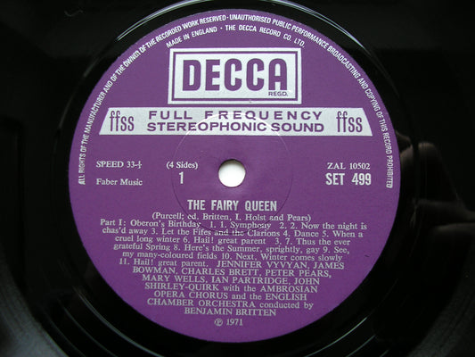 PURCELL: THE FAIRY QUEEN (1692)     SOLOISTS / AMBROSIAN OPERA CHORUS / ENGLISH CHAMBER ORCHESTRA / BRITTEN     2LP     SET 499/500