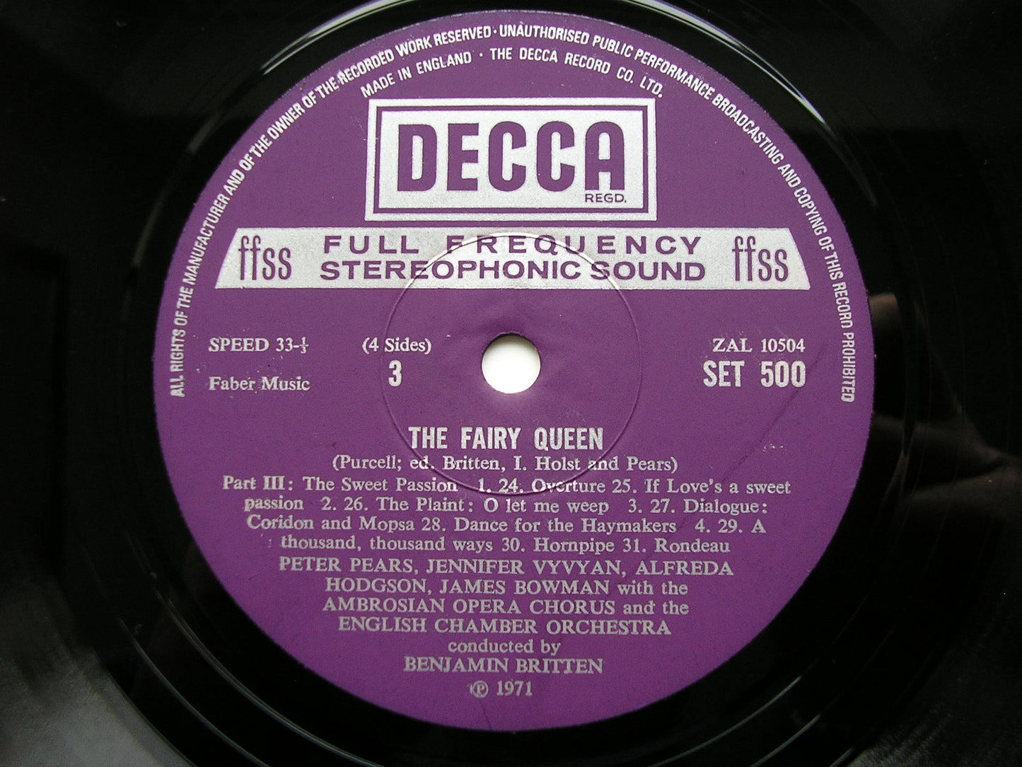 PURCELL: THE FAIRY QUEEN (1692)     SOLOISTS / AMBROSIAN OPERA CHORUS / ENGLISH CHAMBER ORCHESTRA / BRITTEN     2LP     SET 499/500
