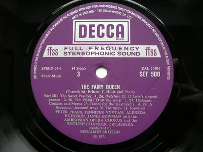 PURCELL: THE FAIRY QUEEN (1692)     SOLOISTS / AMBROSIAN OPERA CHORUS / ENGLISH CHAMBER ORCHESTRA / BRITTEN     2LP     SET 499/500