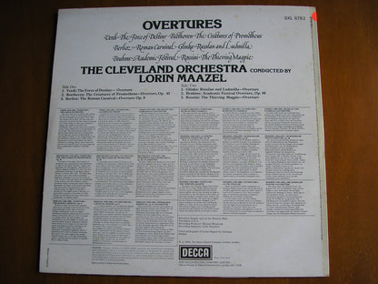 OVERTURES: VERDI / BEETHOVEN / BERLIOZ / GLINKA / BRAHMS / ROSSINI      MAAZEL / CLEVELAND ORCHESTRA   test pressing    SXL 6782