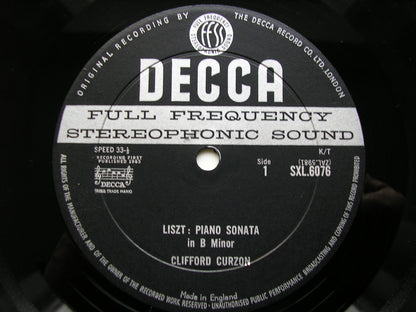 SXL 6076  LISZT: SONATA in B / LIEBESTRAUM / BERCEUSE / VALSE OUBLIEE      CLIFFORD CURZON      ED1