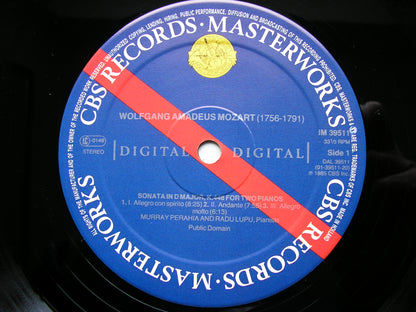 MOZART: SONATA in D for TWO PIANOS / SCHUBERT: FANTASIA in F for PIANO DUET     PERAHIA / LUPU     IM 39511