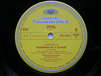 MAHLER: SYMPHONY No. 5 / SIX EARLY SONGS    WEIKL / PHILHARMONIA ORCHESTRA / SINOPOLI   2 LP   415 476