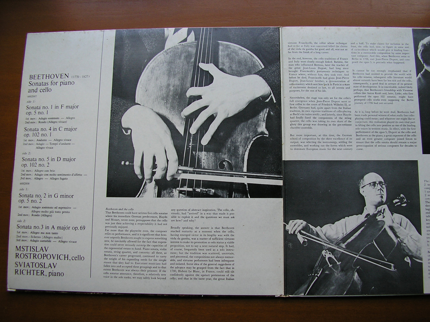 BEETHOVEN: COMPLETE SONATAS FOR CELLO & PIANO      ROSTROPOVICH / RICHTER     2LP     6999 015
