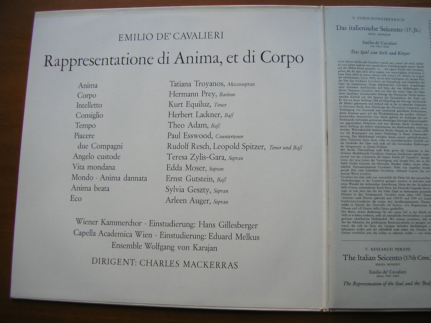 DE CAVALIERI: RAPPRESENTAZIONE DI ANIMA E DI CORPO    SOLOISTS / CAPELLA ACADEMICA WIEN / MACKERRAS     2708 016