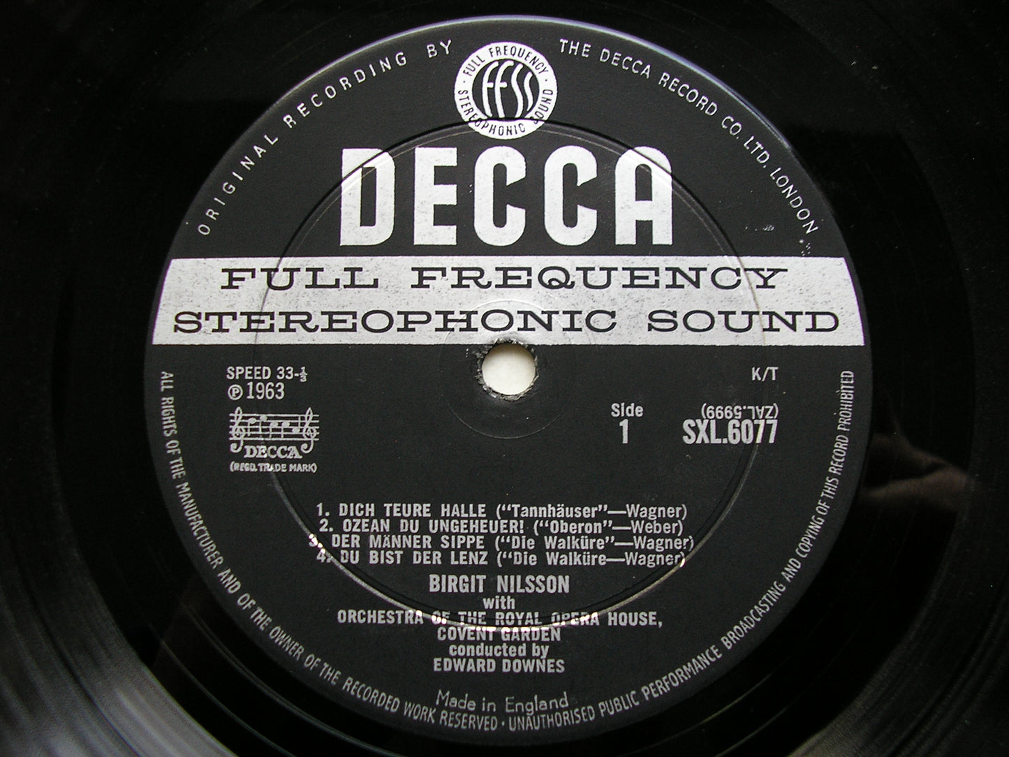 SXL 6077  GERMAN OPERA ARIAS: BEETHOVEN / WEBER / WAGNER       NILSSON / OROHCG / DOWNES      ED1