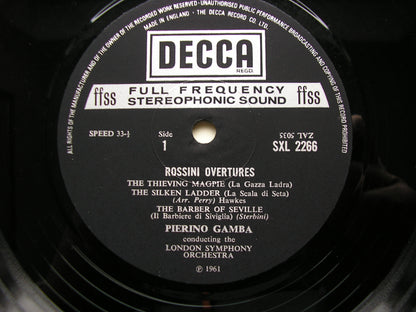 SXL 2266  ROSSINI: FIVE OVERTURES     GAMBA / LONDON SYMPHONY    ED4