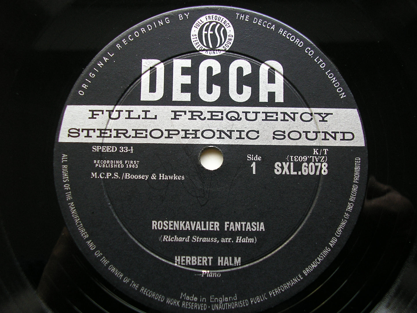 SXL 6078  GERSHWIN: PORGY & BESS / STRAUSS: DER ROSENKAVAIER    Piano Improvisations      HERBERT HALM     ED1