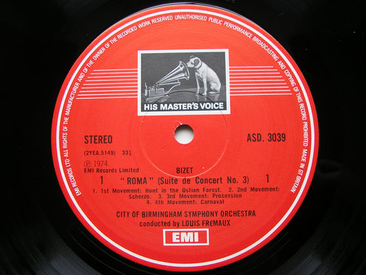 BIZET: ROMA / SYMPHONY in C      LOUIS FREMAUX / CITY OF BIRMINGHAM SYMPHONY ORCHESTRA      ASD 3039