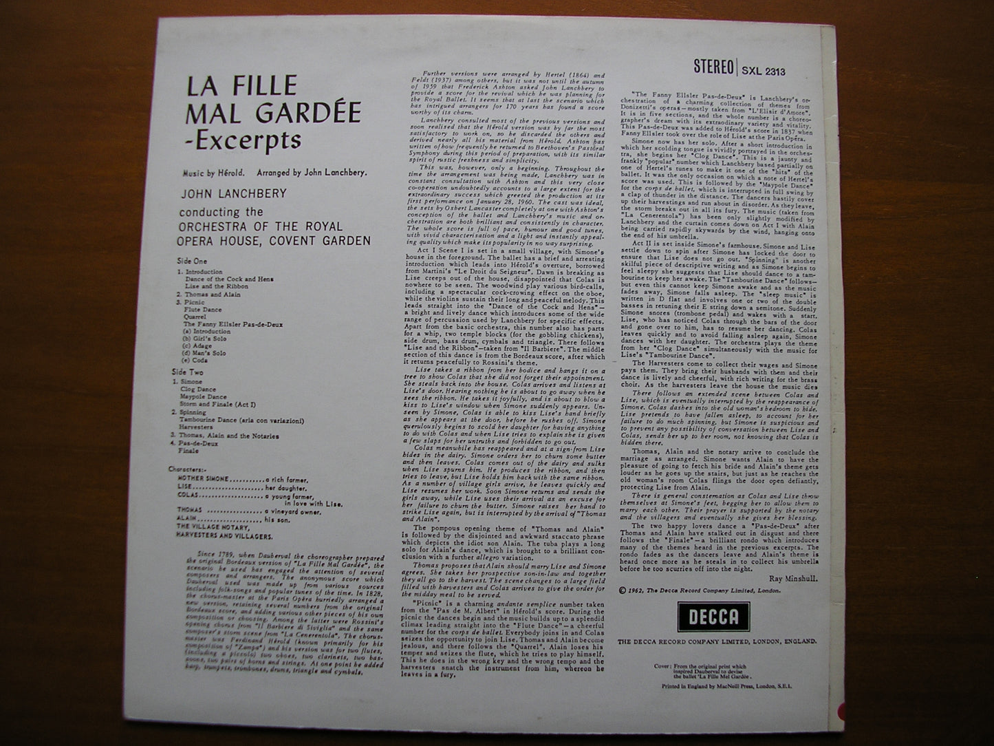 SXL 2313  HEROLD: LA FILLE MAL GARDEE      LANCHBERY / OROHCG      ED3