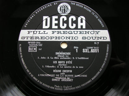 SXL 6081  BERLIOZ: LES NUITS D'ETE / RAVEL: SHEHERAZADE       CRESPIN / SUISSE ROMANDE / ANSERMET     ED1