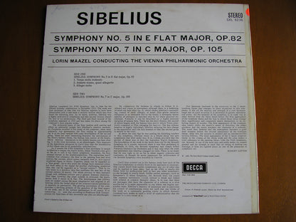 SIBELIUS: SYMPHONIES Nos. 5 & 7     MAAZEL / VIENNA PHILHARMONIC    test pressing     SXL 6236