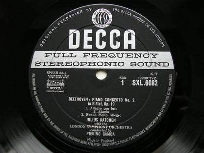 SXL 6082  BEETHOVEN: PIANO CONCERTOS Nos. 2 & 4       KATCHEN / LONDON SYMPHONY / GAMBA      ED1