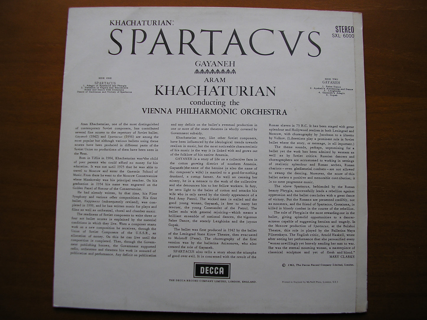 SXL 6000  KHACHATURIAN: SPARTACUS / GAYANEH      KHACHATURIAN / VIENNA PHILHARMONIC     ED2