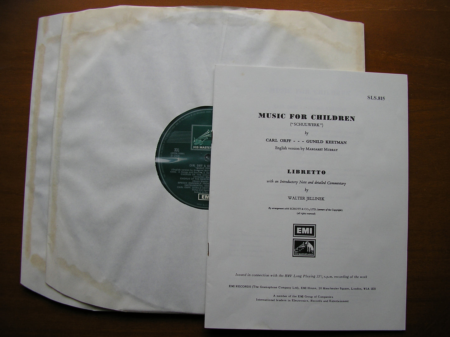 ORFF: MUSIC FOR CHILDREN     SPEECH & INSTRUMENTAL ENSEMBLES / CHORUS     ORFF / KEETMAN / JELLINEK    2LP    SLS 815