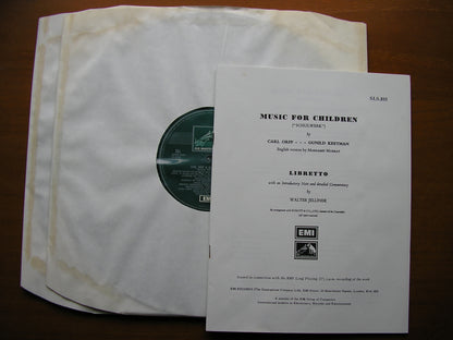 ORFF: MUSIC FOR CHILDREN     SPEECH & INSTRUMENTAL ENSEMBLES / CHORUS     ORFF / KEETMAN / JELLINEK    2LP    SLS 815