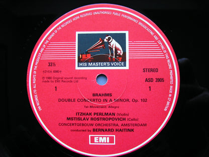 BRAHMS: DOUBLE CONCERTO     ROSTROPOVICH / PERLMAN / CONCERTGEBOUW / HAITINK     ASD 3905