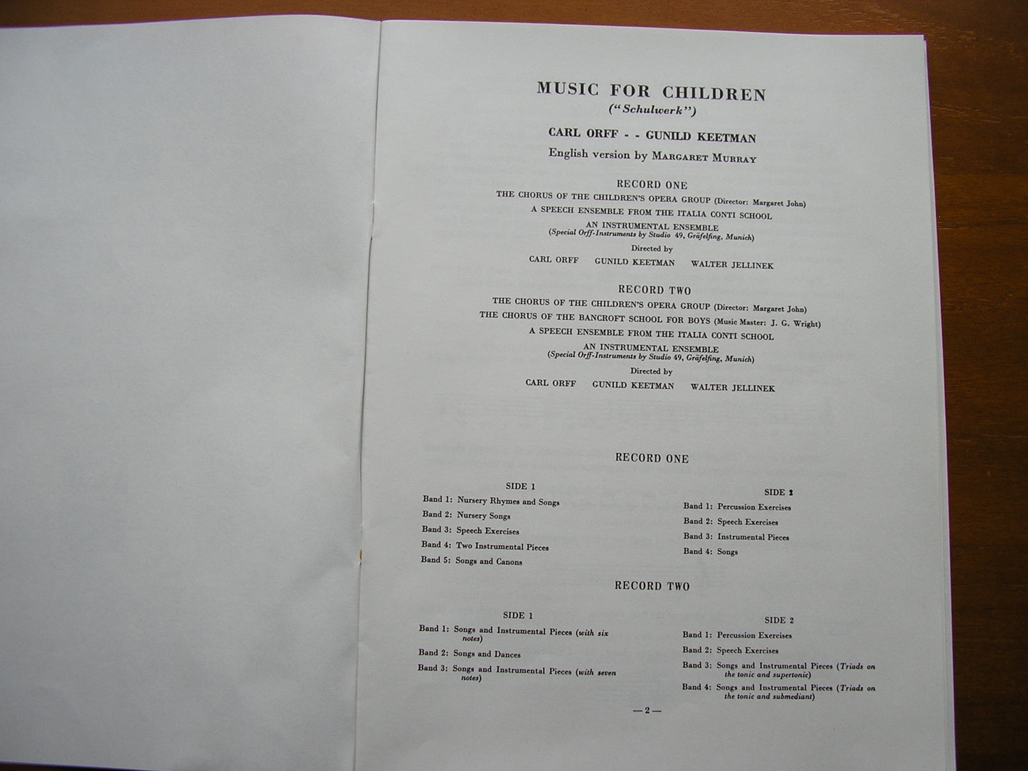 ORFF: MUSIC FOR CHILDREN     SPEECH & INSTRUMENTAL ENSEMBLES / CHORUS     ORFF / KEETMAN / JELLINEK    2LP    SLS 815