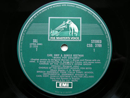 ORFF: MUSIC FOR CHILDREN     SPEECH & INSTRUMENTAL ENSEMBLES / CHORUS     ORFF / KEETMAN / JELLINEK    2LP    SLS 815