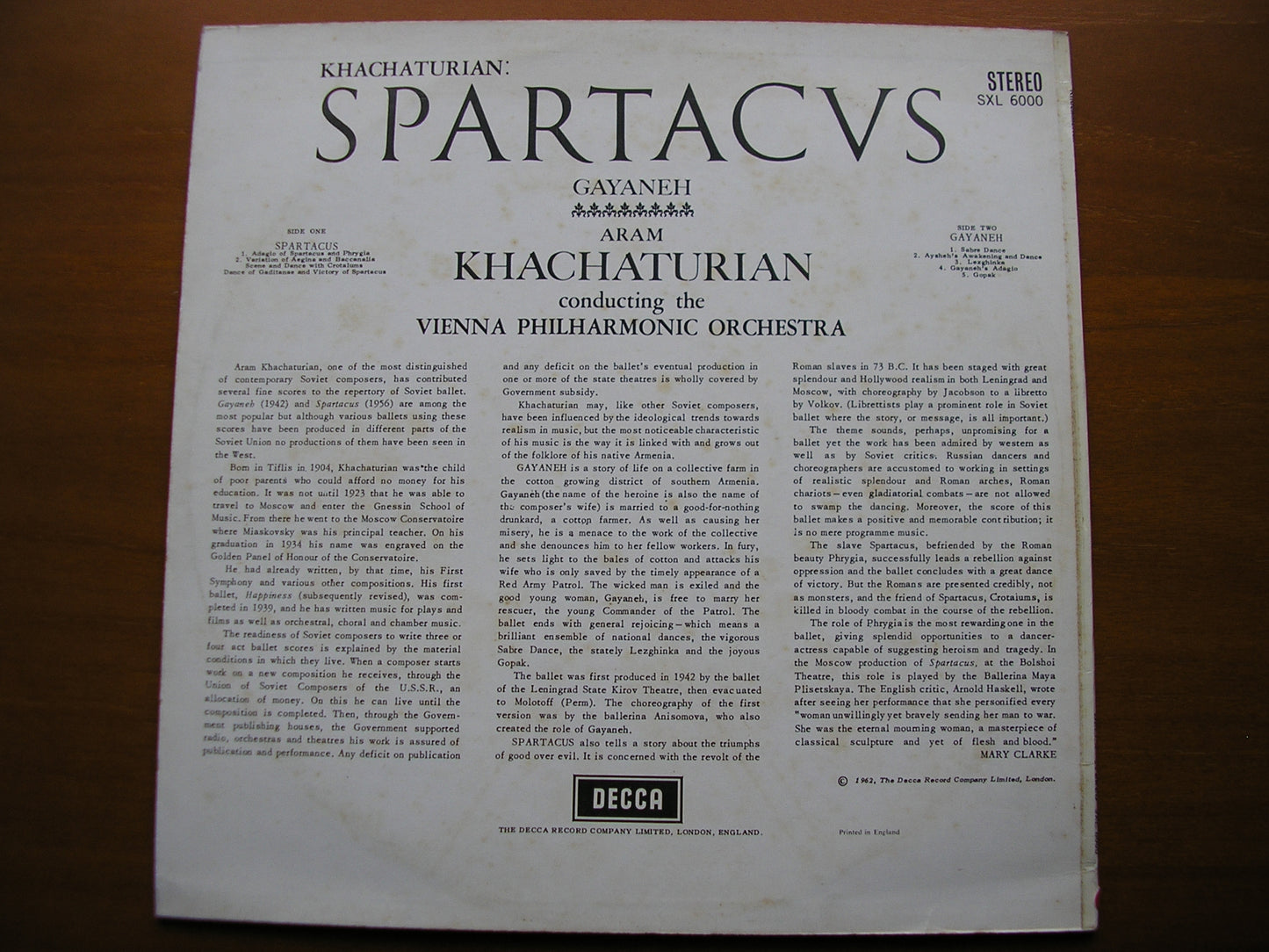 SXL 6000  KHACHATURIAN: SPARTACUS / GAYANEH      KHACHATURIAN / VIENNA PHILHARMONIC     ED3