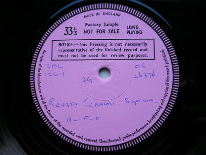 RENATA TEBALDI SINGS ARIAS & SONGS OF THE 18th CENTURY        TEBALDI / NEW PHILHARMONIA / BONYNGE    test pressing   SXL 6629