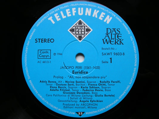 PERI: EURIDICE     SOLOISTS / CHORUS & SOLISTS OF MILAN / EPHRIKIAN     2LP     SAWT 9603 / 4